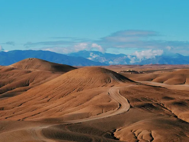 Sunset over Agafay desert camp
