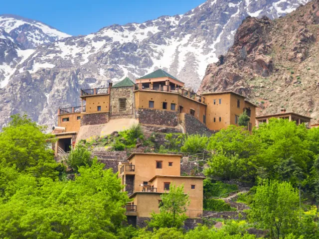 Hiker overlooking Imlil valley